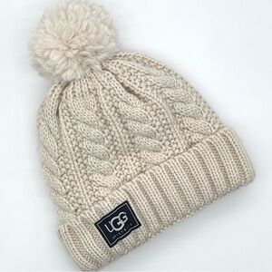 UGG Women's Cream Knit Pom-Pom Beanie